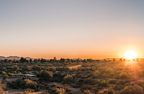 Sunset over flat landscape